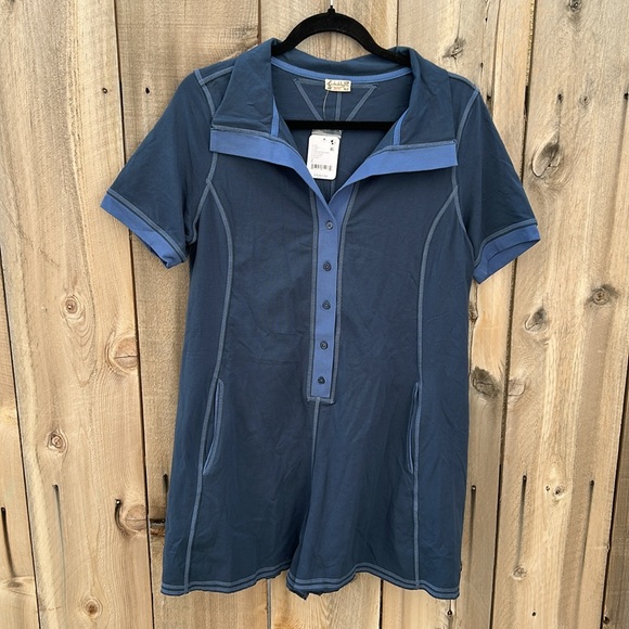 Free People Smooth Sailing Romper in Dark Denim Navy Combo - Picture 5 of 9